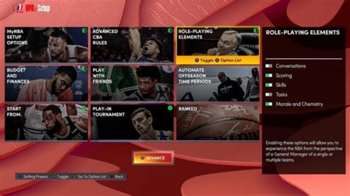 NBA 2K22 MyNBA Setup Tab